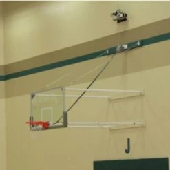 Gared Basketball Corner Mount, Fold-Up Wall Mount Package With Glass Board, 4' - 6' Length