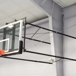 Gared Corner Mount Stationary Wall Mount Package With Glass Board And Manual Height Adjuster, 9' - 12' Length Basketball