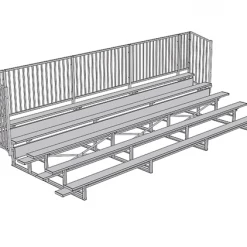 Jaypro Sports Bleacher - 21' (5 Row - Single Foot Plank With Guard Rail) - Enclosed