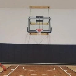 Gared Corner Mount Stationary Wall Mount Package With Glass Board And Electric Height Adjuster, 4' - 6' Length Basketball