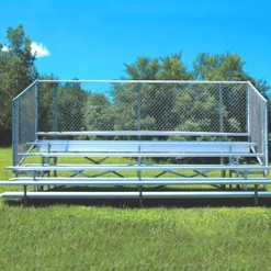 Jaypro Sports Bleacher - 21' (5 Row - Single Foot Plank With Chain Link Rail) - Enclosed