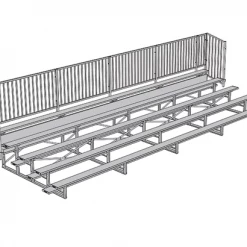 Jaypro Sports Bleacher - 27' (5 Row - Single Foot Plank With Guard Rail) - Enclosed