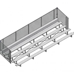 Jaypro Sports Bleacher - 27' (5 Row - Single Foot Plank With Chain Link Rail) - Enclosed