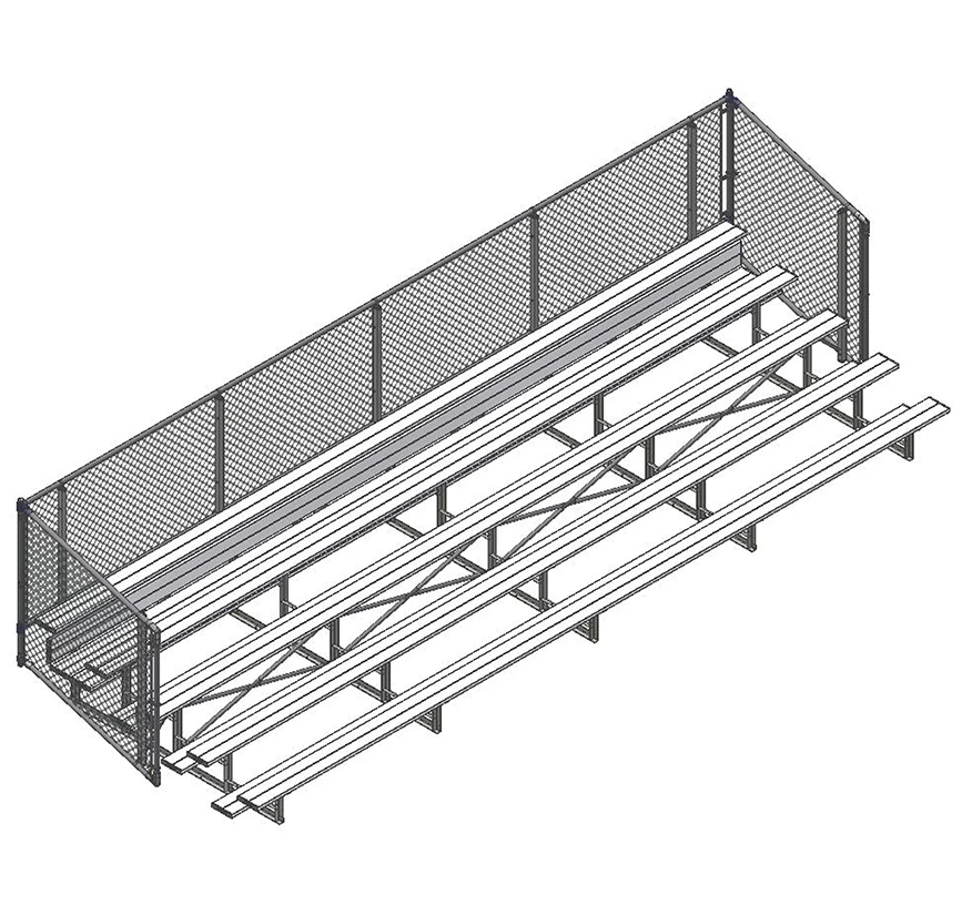 Jaypro Sports Bleacher - 27' (5 Row - Single Foot Plank With Chain Link Rail) - Enclosed 3 Jaypro Sports Bleacher - 27' (5 Row - Single Foot Plank With Chain Link Rail) - Enclosed