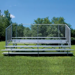 Jaypro Sports Bleacher - 15' (5 Row - Single Foot Plank With Chain Link Rail) - Enclosed (Powder Coated)