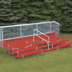 Jaypro Sports Bleacher - 21' (5 Row - Single Foot Plank With Guard Rail & Aisle) - Enclosed - Powder Coated