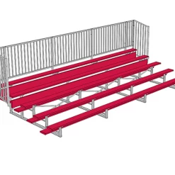 Jaypro Sports Bleacher - 21' (5 Row - Single Foot Plank With Guard Rai) - Enclosed - Powder Coated