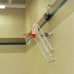 Gared Basketball Corner Mount Fold-Up Wall Mount Package With Steel Board, 9' - 12' Length