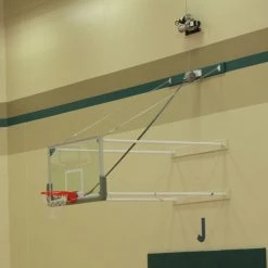 Gared Corner Mount Fold-Up Wall Mount Package With Glass Board, 9' - 12' Length Basketball