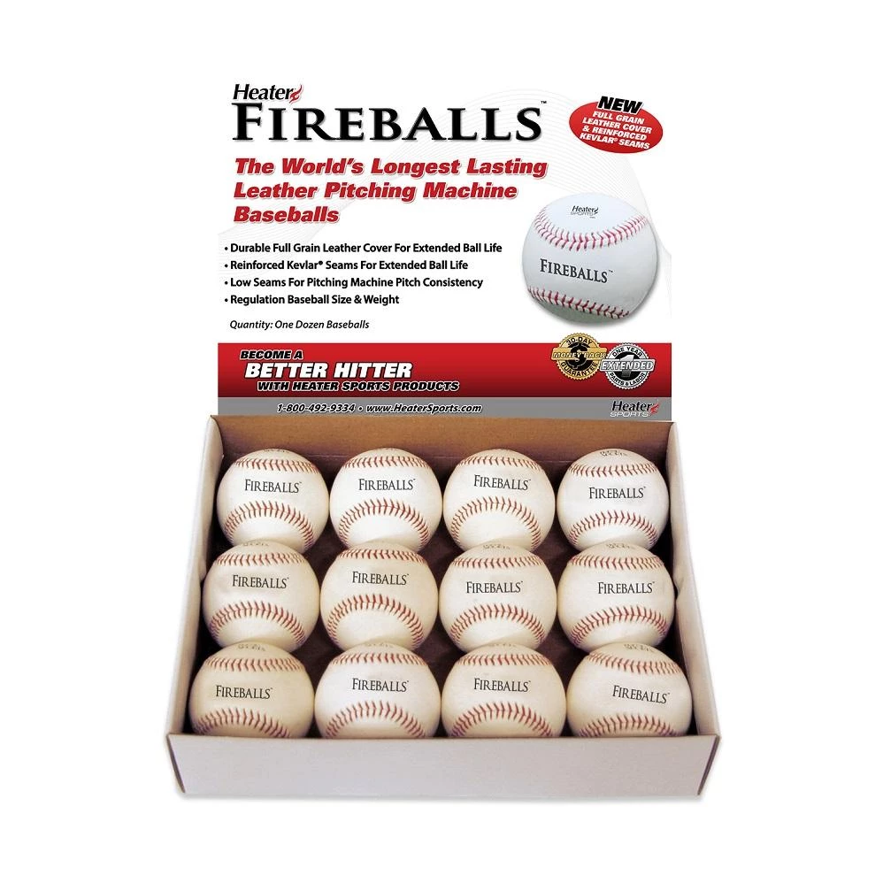 Heater Sports Fireball Leather Pitching Machine Baseballs (12 Balls) PMBL44_TOP_GRAIN 3 Heater Sports Fireball Leather Pitching Machine Baseballs (12 Balls) PMBL44_TOP_GRAIN