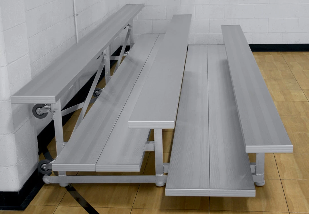 Gared Spectator Tip N' Roll 15' Low Rise Bleacher, 3 Row, Double Foot Plank 3 Gared Spectator Tip N' Roll 15' Low Rise Bleacher, 3 Row, Double Foot Plank
