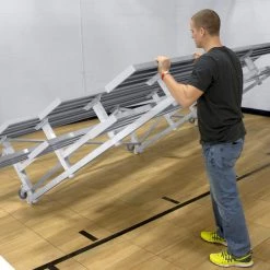 Gared Spectator Tip N' Roll 7' 6" Low Rise Bleacher, 4 Row, Double Foot Plank