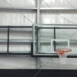 Gared Basketball Corner Mount Side-Fold Wall Mount Package With Glass Board And Manual Height Adjuster, 9' - 12' Length