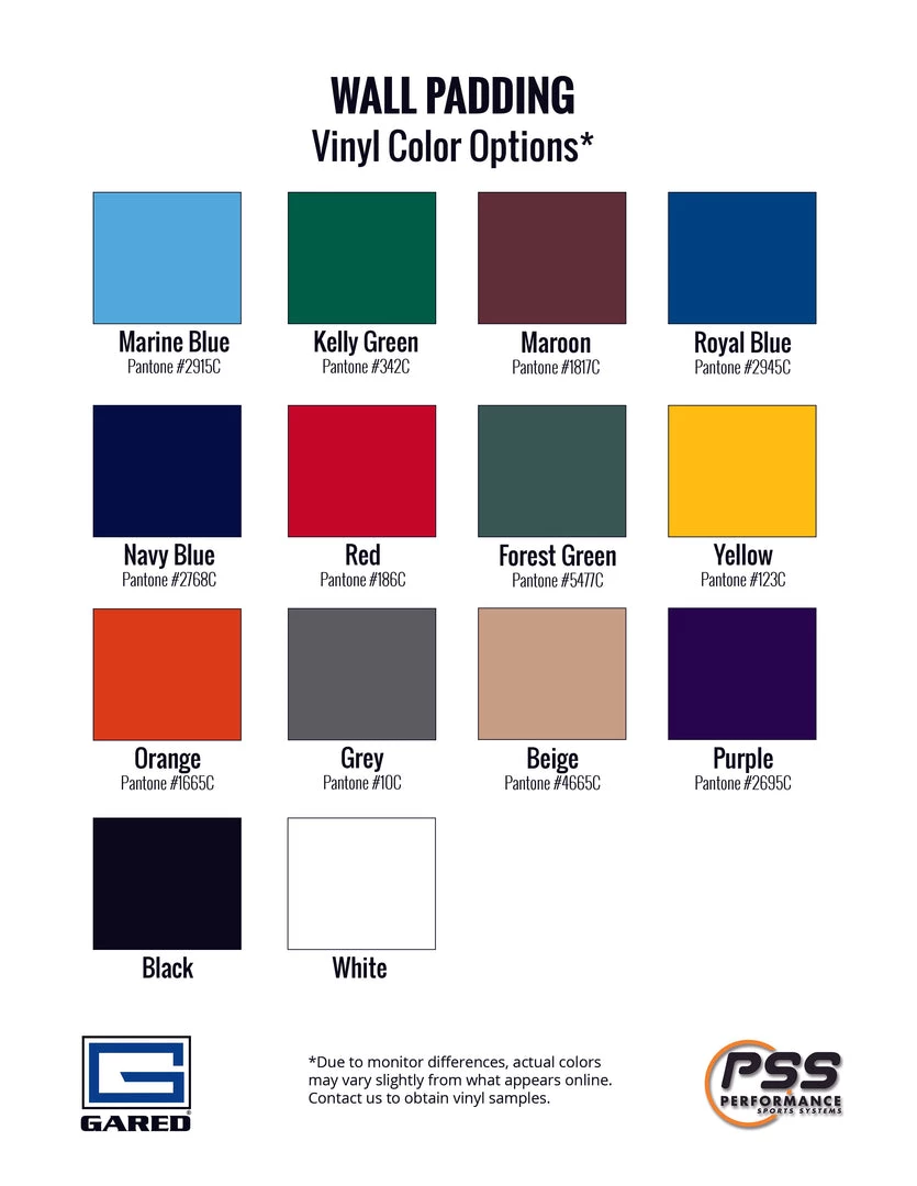 Gared Wall Pad With Bonded Polyurethane Foam, Standard Size, 2’ To 4' X 8’ X 2”